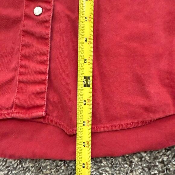 Levi’s Red Jean Denim Shirt Button Down Small Western Snap Button - Picture 6 of 6